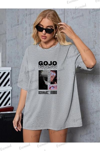 Evomind 1 μπλουζάκι δώρο για αγορές 5 και άνω στο καλάθι - Unisex Gojo Printed Oversize T-shirt