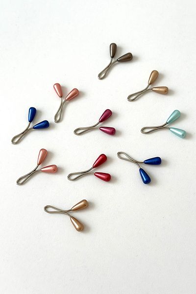 BECCASTYLE 6x12mm 10 Pieces Pearl Scarf and Shawl Pin Clips - Pin and Pearl Detailed Head Scarf