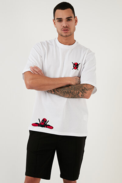 offsidesign Tricou unisex oversize alb cu imprimeu Deadpool - mânecă scurtă