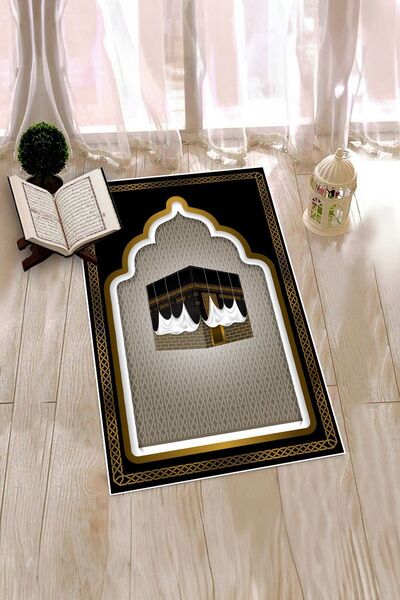 EY HOME Digital Printed Kaaba Motif Washable Motif 70X130 Prayer Rug