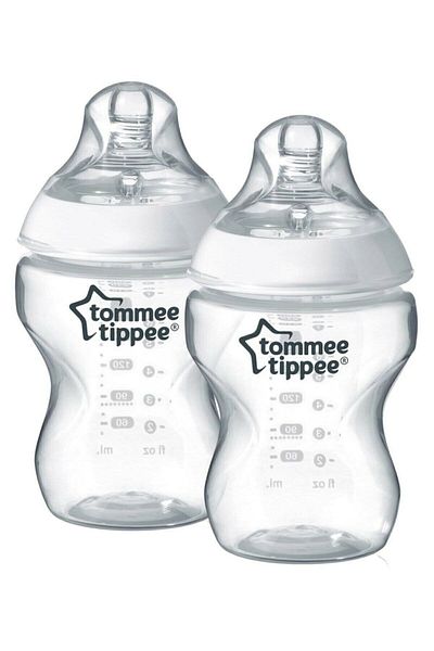 tommee tippee Closer To Nature 0-3 Months Baby Bottle - Slow Flow, 2x260ml White