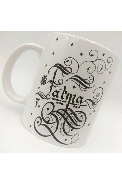 Kütahya Porselen Fatma Written Mug with Line Text