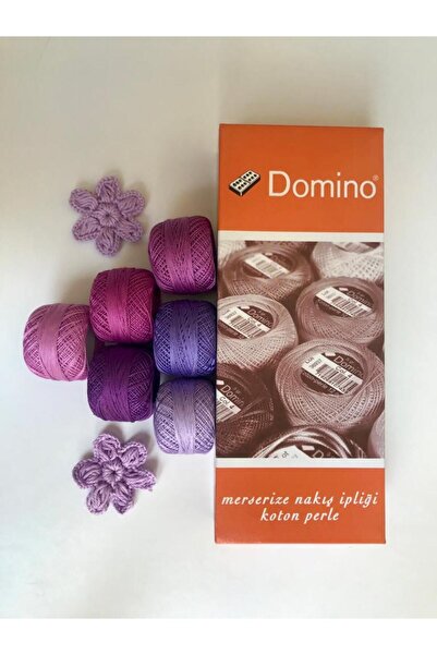 domino Set de 12 șase tonuri de violet (etamină cu punct în cruce și ață de brodat)