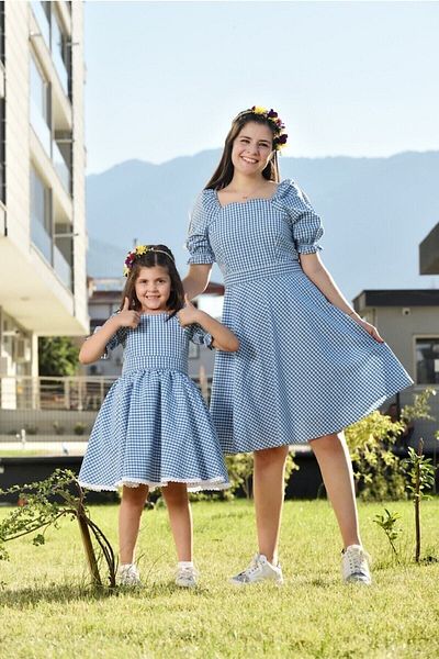 EYLÜL ELİF BUTİK Eylul Elif Boutique BLUE Pitikare Combinații de rochii pentru mama și fiica (mamă - copilul se vinde separat)