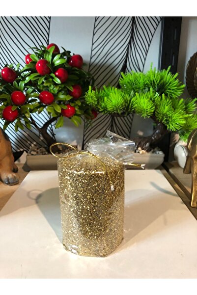 Atak Hediyelik Dekoratif simli silindir mum 10 cm