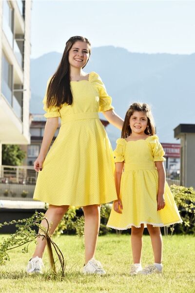 EYLÜL ELİF BUTİK Eylul Elif Boutique Κίτρινο Pitikare Mother Daughter Dress Dressing (Μητέρα - Παιδί Πωλούνται χωριστά)