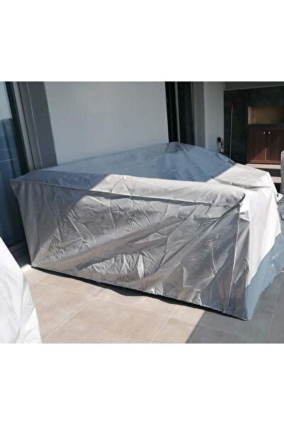 branda Bahçe Mobilya Brandası 260x160x80 Cm Masa Sandalye Koruma Örtüsü Kılıf Gri Su Geçirmez