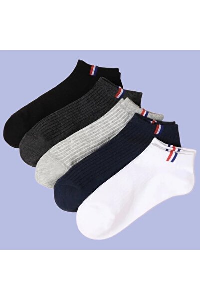 çorapmanya 5 Çift Pamuklu Çok Renkli Rahat Kaymaz Erkek Spor Patik Çorap Bile...