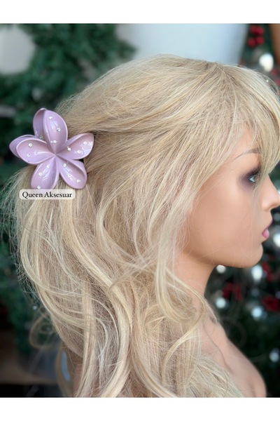 Queen Nelly Liliac strălucitor Mov Stone Aloha Lotus Flower Latch Cataramă - ...