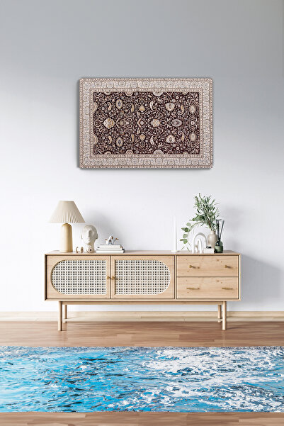 Arkeot Etnik Motif Desenli Vintage Duvar Tablosu - Dekoratif Kanvas Tablo - Salon oturma odası için tablo