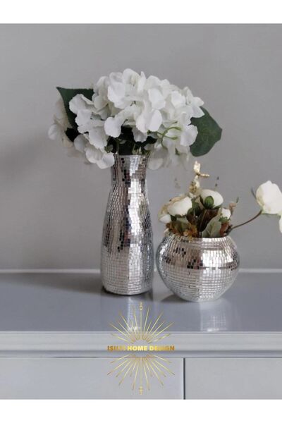 Home Işıltı Home Desing - Set de 2 vaze din sticlă cu oglindă