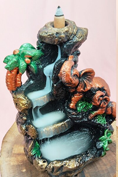 Genel Markalar Büyük Boy Fil Figürlü Biblo Model Geri Akış Şelale Tütsülük