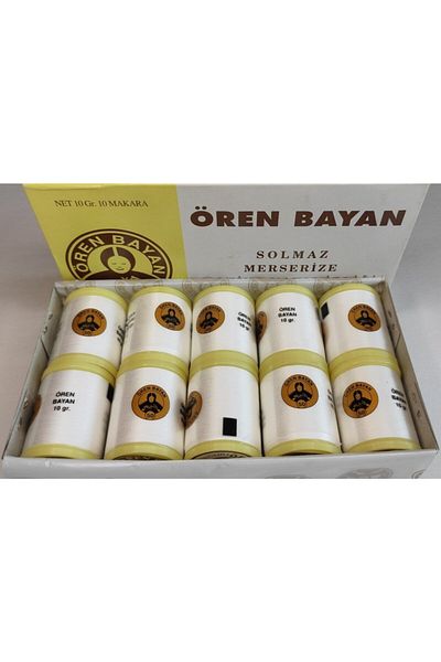 ATMACA TUHAFİYE Ören Women's Koton Machine Embroidery Roller 10 Grams Box of 10 Color: Snow White