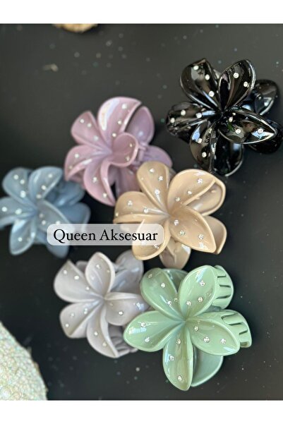 Queen Nelly Bright Blue Gray New Trend Fashion - Aloha Lotus Floral Latch Buckle with Stone Detail