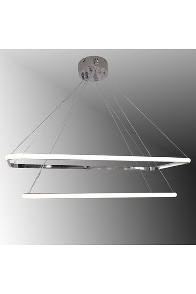 TT AYDINLATMA TT400-2 KR TT - 2-Piece Chrome Plated LED Lighting Rectangular (White Light) Chandelier