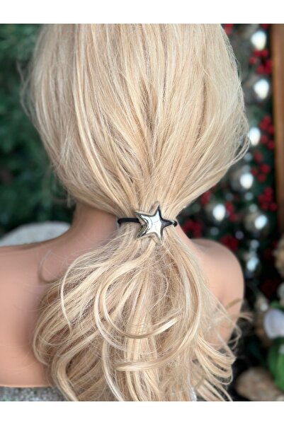 Queen Nelly Model de stea din metal gri argintiu - Agrafă de păr elastică pen...