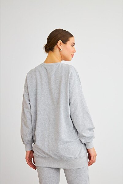 Basicpark Next Side Slit Oversize Cotton Gray Bottom Top Set