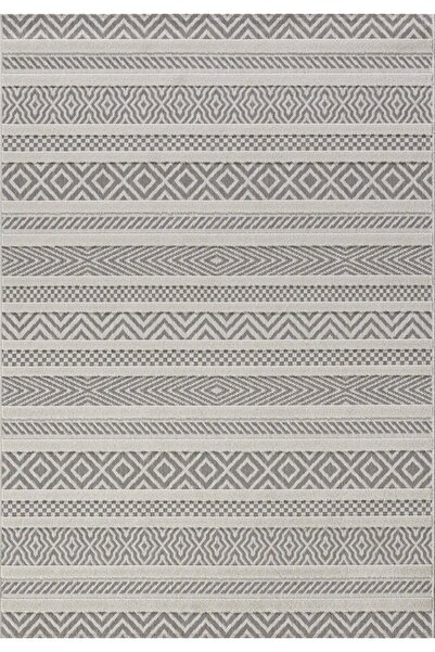 Dinarsu Grace 54102-260 Krem Gri Iskandinav Desenli Salon Mutfak Halısı