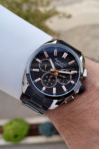 Ferrucci Silver Case Black Color Function Men's Wristwatch