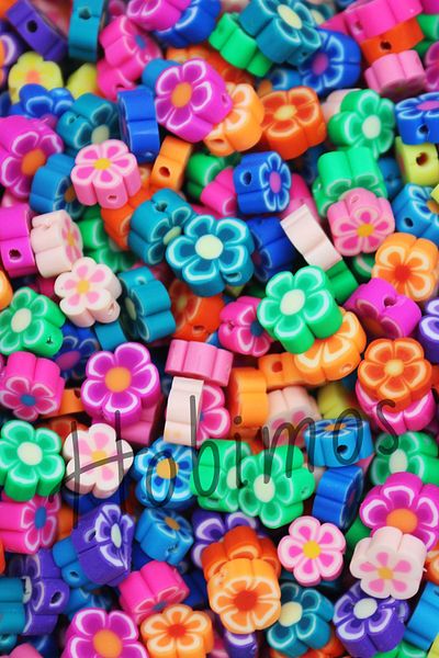 Hobimos 500 Pieces Mixed Color Daisy Fimo Beads - Jewelry Beads