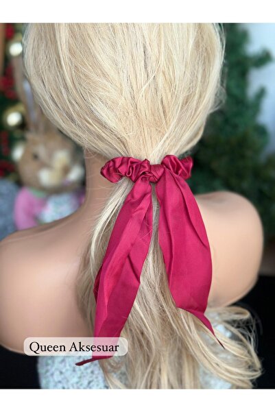 Queen Nelly Trend Fashion - Batistă din satin strălucitor roșu burgundă, eșarfă elastică și cataramă