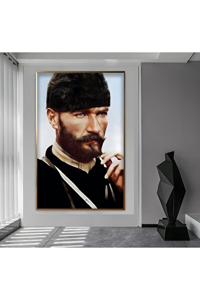 EMYA HOME Pictură pe sticlă Ataturk cu cadru metalic