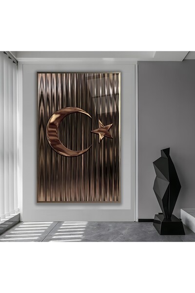 EMYA HOME Tablou din sticlă cu steag cu cadru metalic