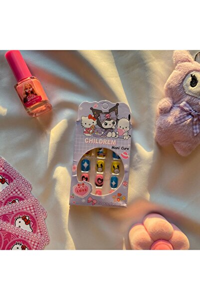 Wisevelya Mor Kuromi Model 2 Çocuk Takma Tırnak Seti
