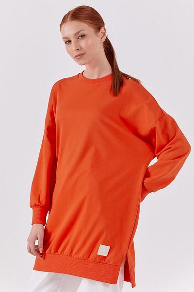 Soul Crew Neck Organic Cotton Knee Tunic - Light Red 30644