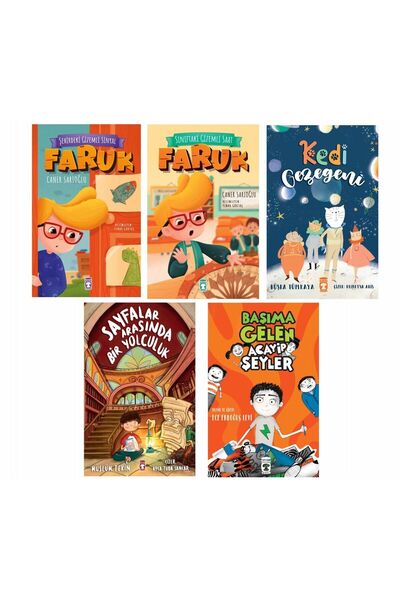 Timaş Çocuk 2.3.4. Sınıf Okuma Kitapları 5 Kitap Set Faruk Serisi - Kedi Geze...