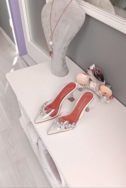 LA CALZATURE Piele autentică transparentă - Pantofi de damă cu toc șampanie S...