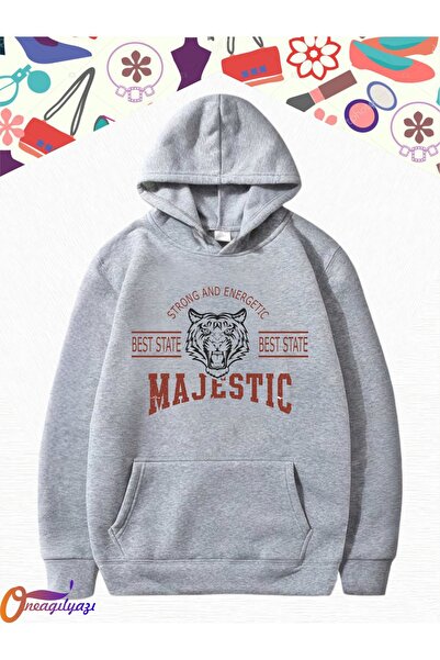 oneagılyazı Majestic Design - Printed Oversize Hooded Unisex Sweatshirt
