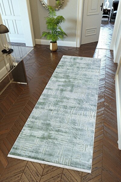 10 Post Online Πράσινο Κρεμ Μπλε - Ψηφιακό με τύπωμα Αντιολισθητικό χαλί, Λεπτό που πλένεται, στρογγυλό οβάλ κομμένο