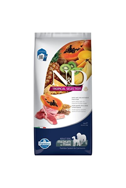 N&D tropical selection köpek 10kg medium maxi adult kuzulu tropikal meyveli k...