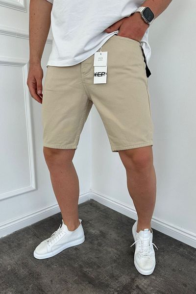 MADZEYMODA Ανδρικό τζιν σορτς μπεζ