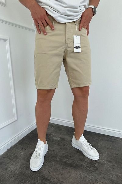 MADZEYMODA Ανδρικό τζιν σορτς μπεζ