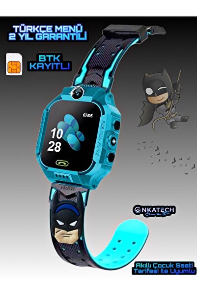 Onkatech Sim Kartlı Lbs Konum Takipli Figürlü Akıllı Çocuk Saati-siyah