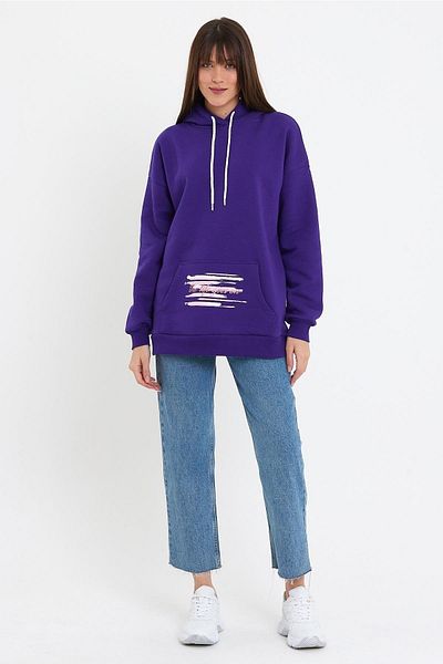 CrazyShopping Fleece Printed Oversize Women's Sweatshirt - 3 Thread Hooded