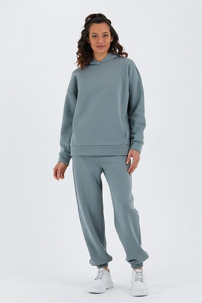 CrazyShopping Γυναικείο Σετ Φούτερ Fleece Oversize - Ελαστική μέση και πόδι, Τρεις κλωστές