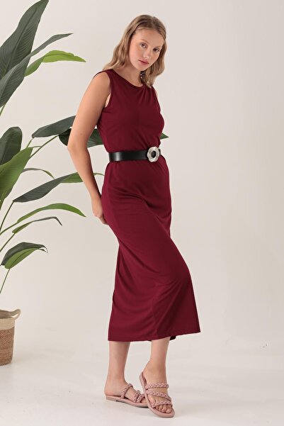 CrazyShopping Long Belted Viscose Kosuz - Casual Women's Dress