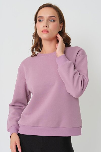 CrazyShopping Hanorac de damă cu guler rotund