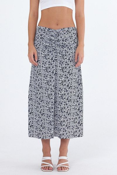 CrazyShopping Fusta cu detaliu cu șnur cu model floral