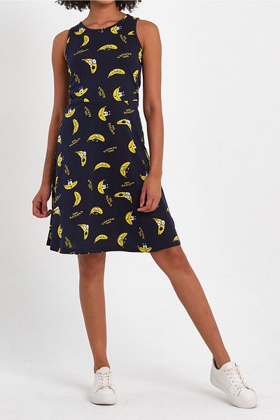CrazyShopping Rochie multicoloră cu model mini tricotată în linie A