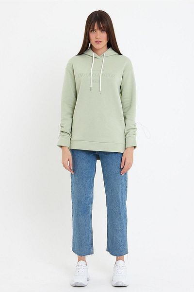 CrazyShopping 3 Thread Embroidered long Women's Sweatshirt - Adjustable Sleeve