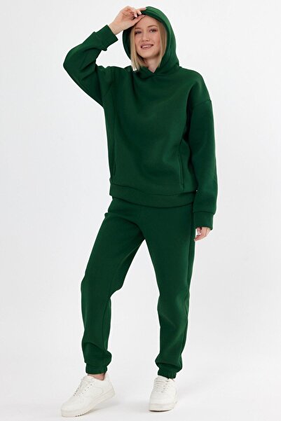 CrazyShopping Γυναικείο Σετ Φούτερ Fleece Oversize - Ελαστική μέση και πόδι, Τρεις κλωστές