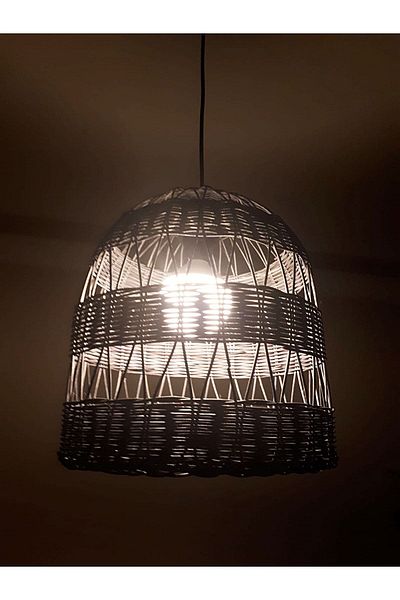 Belkıs Rattan Rattan, Bamboo, Wicker Pendant Lamp Chandelier 30x30 Cm