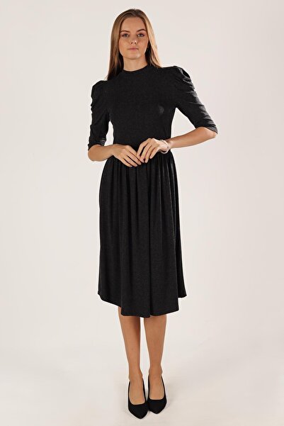 CrazyShopping Wool Viscose Women's Dress - Gathered Waist