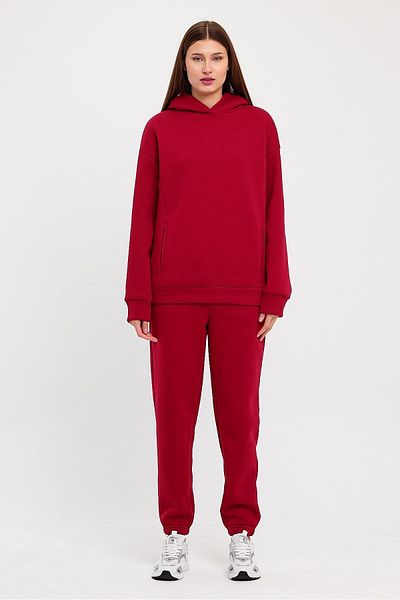 CrazyShopping Women's Oversize Fleece Tracksuit Set - Elastic Waist and Legs, Three Thread