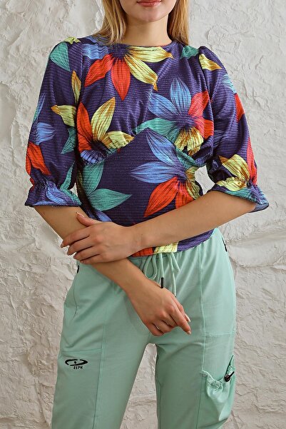 CrazyShopping Γυναικεία μπλούζα με μανίκια τριών τετάρτων μπροστά