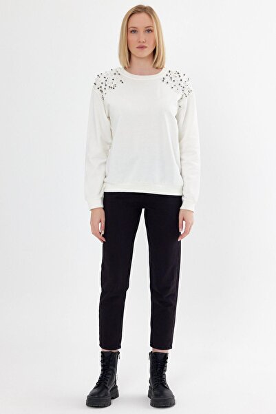 CrazyShopping Γυναικείο άνετο φούτερ με λεπτομέρειες για τους ώμους